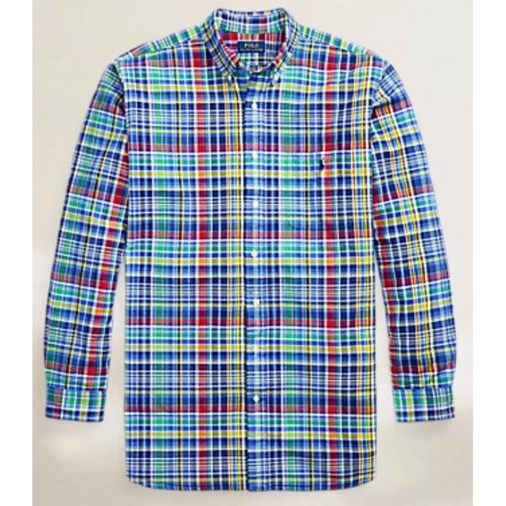 Polo Ralph Lauren Plaid Oxford Shirt Blue Red Multi Plaid Men's Size 5XB NWT